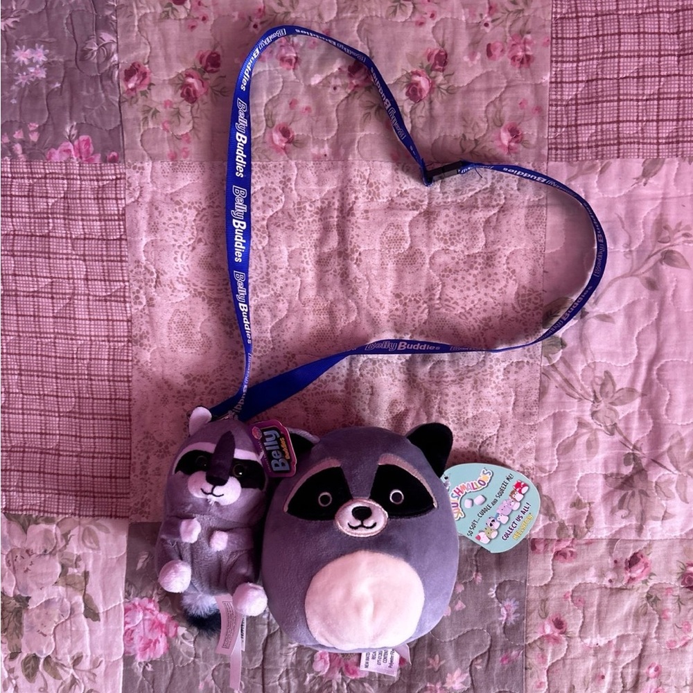 Raccoon Squishmallow and Lanyard Pet